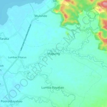 Mappa topografica Maguing, altitudine, rilievo
