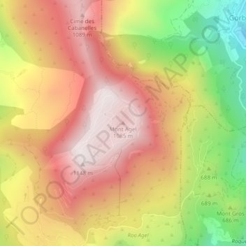 Mappa topografica Mont Agel, altitudine, rilievo
