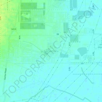 Mappa topografica Sakhamuru, altitudine, rilievo