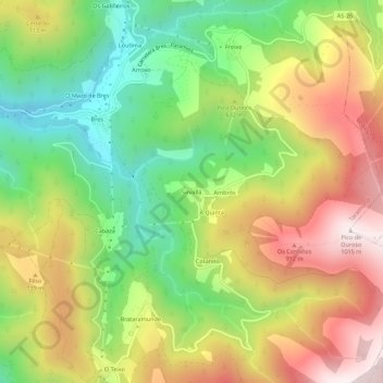 Mappa topografica Sirvallá, altitudine, rilievo