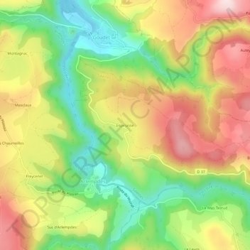 Mappa topografica Espinasse, altitudine, rilievo