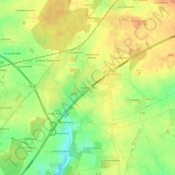 Mappa topografica L'Autoroute, altitudine, rilievo