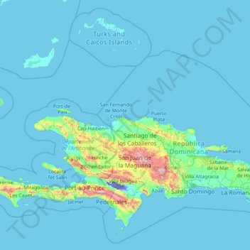 Mappa topografica Monte Cristi, altitudine, rilievo