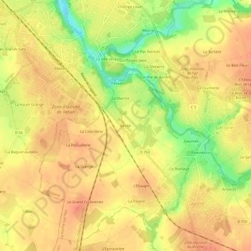 Mappa topografica Bel-Air, altitudine, rilievo