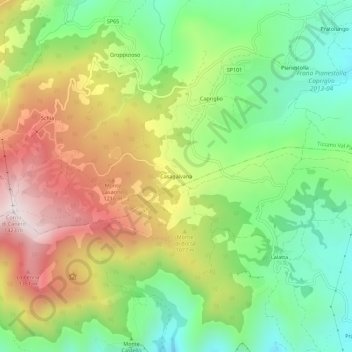 Mappa topografica Casagalvana, altitudine, rilievo