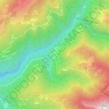 Mappa topografica Curiglia, altitudine, rilievo