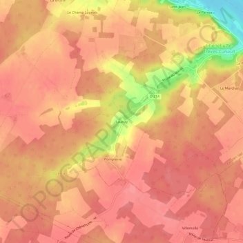 Mappa topografica Launay, altitudine, rilievo