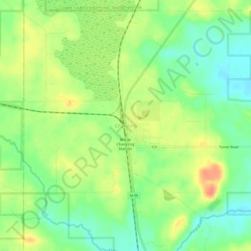 Mappa topografica Channing, altitudine, rilievo