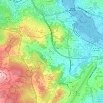 Mappa topografica Rutis, altitudine, rilievo
