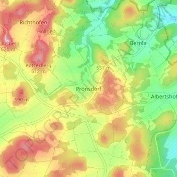 Mappa topografica Prönsdorf, altitudine, rilievo