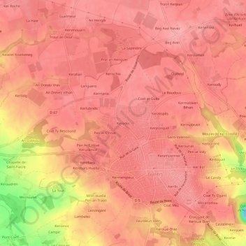 Mappa topografica Keredec, altitudine, rilievo