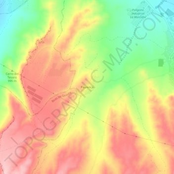 Mappa topografica Paulenca, altitudine, rilievo