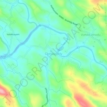 Mappa topografica Chenappady, altitudine, rilievo