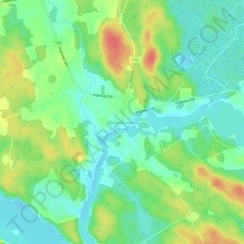 Mappa topografica Magnetawan, altitudine, rilievo