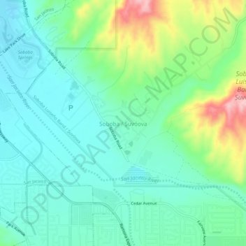 Mappa topografica Soboba, altitudine, rilievo