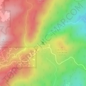 Mappa topografica Upper Creek Falls, altitudine, rilievo