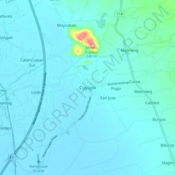 Mappa topografica Cuyapo, altitudine, rilievo