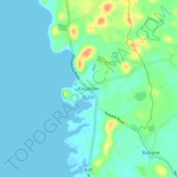 Mappa topografica Kircubbin, altitudine, rilievo