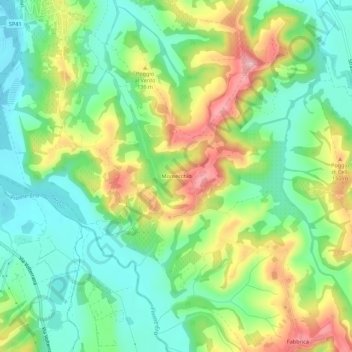Mappa topografica Montecchio, altitudine, rilievo