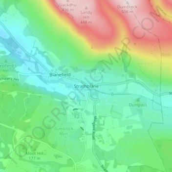 Mappa topografica Strathblane, altitudine, rilievo