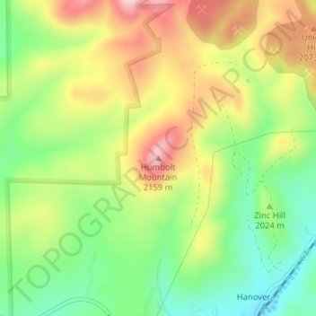 Mappa topografica Humbolt Mountain, altitudine, rilievo