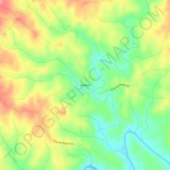 Mappa topografica Newell, altitudine, rilievo