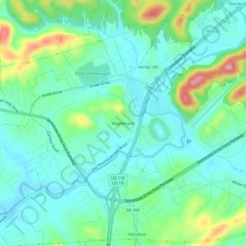 Mappa topografica Maplehurst, altitudine, rilievo