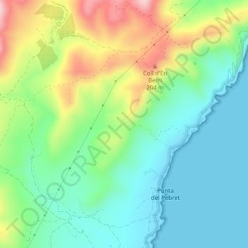 Mappa topografica Despoblat d'Irta, altitudine, rilievo