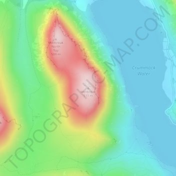Mappa topografica Mellbreak, altitudine, rilievo