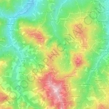 Mappa topografica Bagarello, altitudine, rilievo