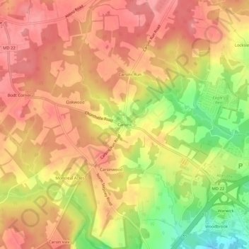 Mappa topografica Carsins, altitudine, rilievo