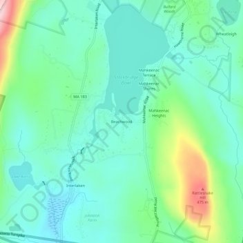 Mappa topografica Beachwood, altitudine, rilievo