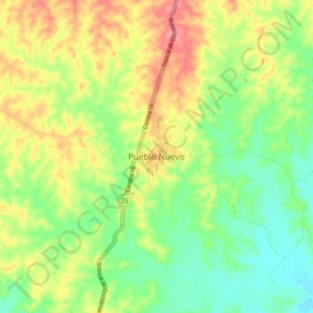 Mappa topografica Pueblo Nuevo, altitudine, rilievo