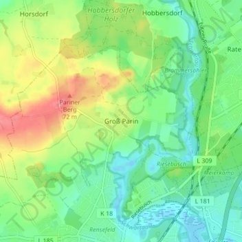 Mappa topografica Groß Parin, altitudine, rilievo
