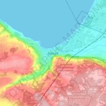 Mappa topografica Båstad, altitudine, rilievo