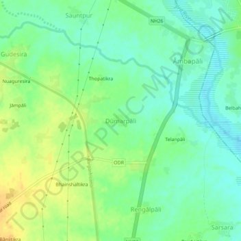 Mappa topografica Dumarpali, altitudine, rilievo