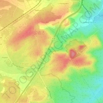 Mappa topografica Le Paradou, altitudine, rilievo
