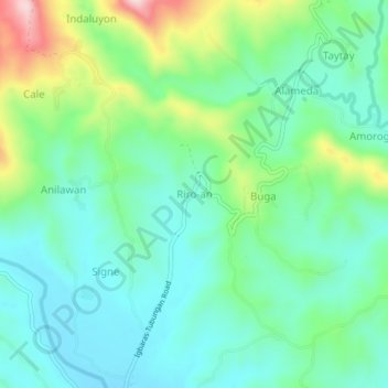 Mappa topografica Riro-an, altitudine, rilievo