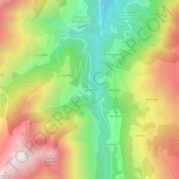 Mappa topografica La Combe, altitudine, rilievo