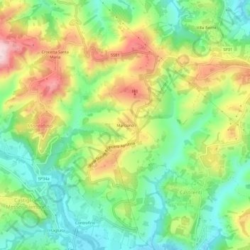 Mappa topografica Marciano, altitudine, rilievo