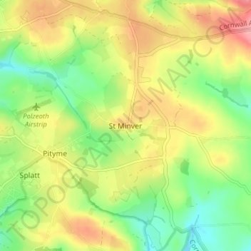 Mappa topografica St Minver, altitudine, rilievo