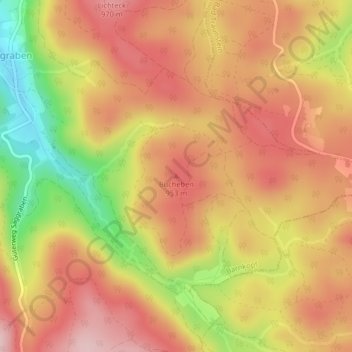 Mappa topografica Bucheben, altitudine, rilievo