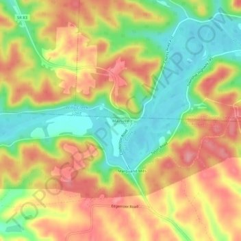 Mappa topografica Maysville, altitudine, rilievo