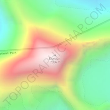 Mappa topografica Dunagiri, altitudine, rilievo