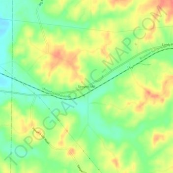 Mappa topografica Sawyers Mill, altitudine, rilievo