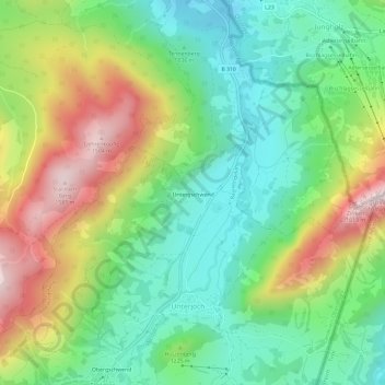 Mappa topografica Untergschwend, altitudine, rilievo