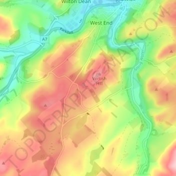 Mappa topografica St Leonard's, altitudine, rilievo