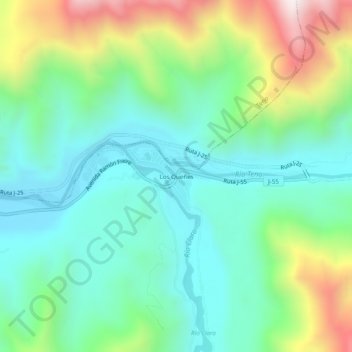 Mappa topografica Los Queñes, altitudine, rilievo