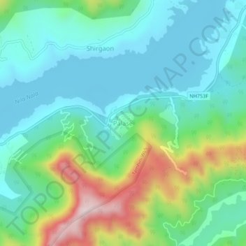 Mappa topografica Palase, altitudine, rilievo