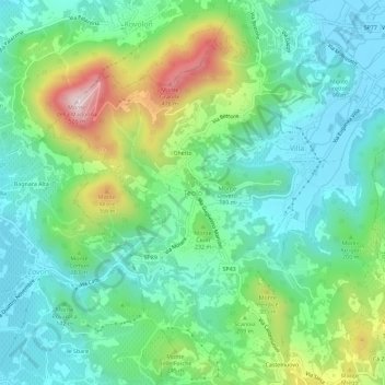 Mappa topografica Teolo, altitudine, rilievo